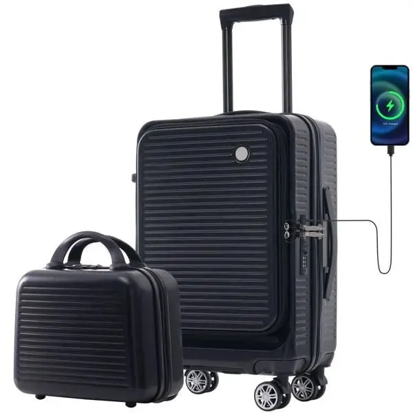 Carry-on Luggage 20 Inch Front Open Luggage Lightweight Suitcase with Carrying Case