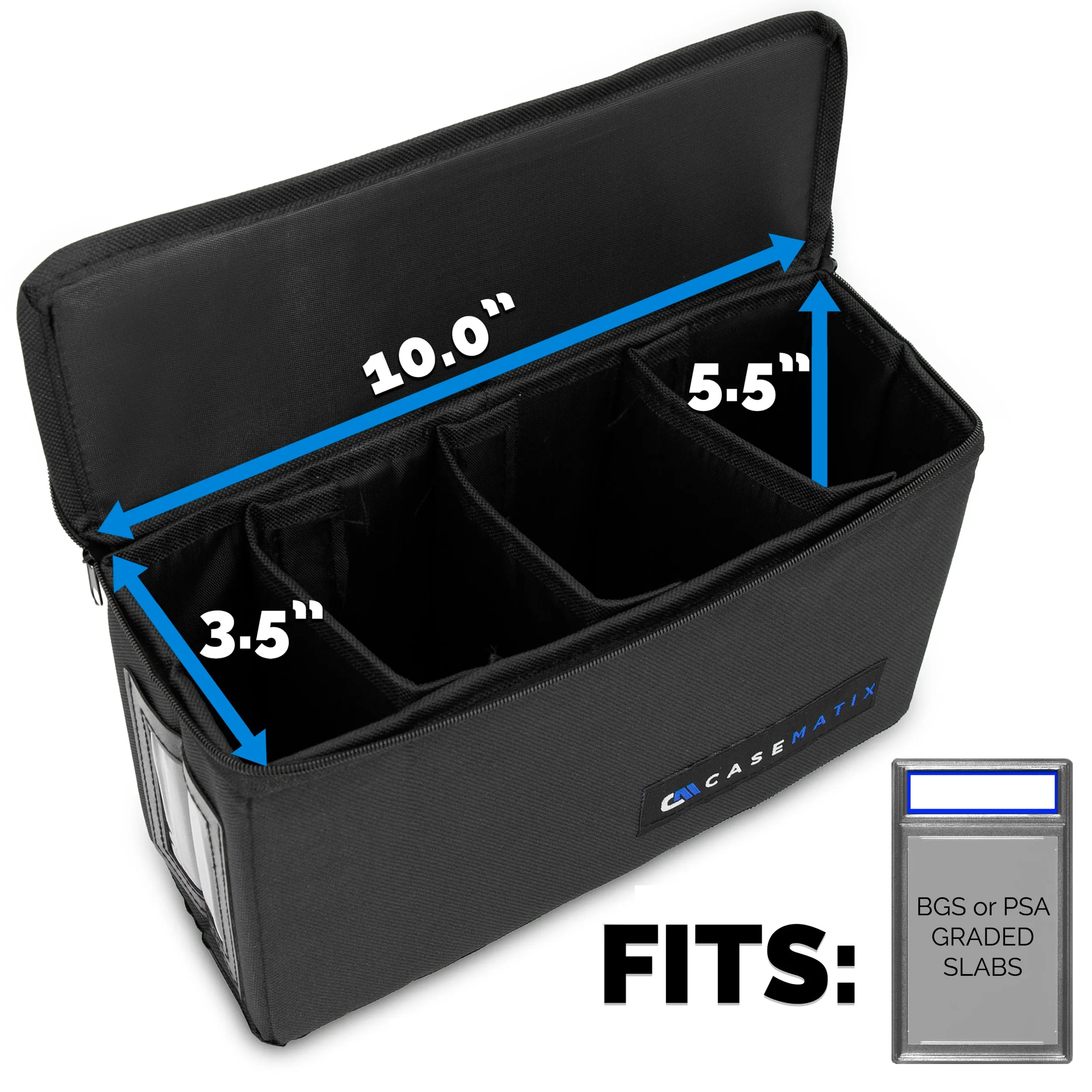 CASEMATIX Graded Card Case Light Duty Compatible with 30 BGS PSA Graded Sports Trading Cards, Collapsible Graded Slab Trading Card Box with 3 Dividers