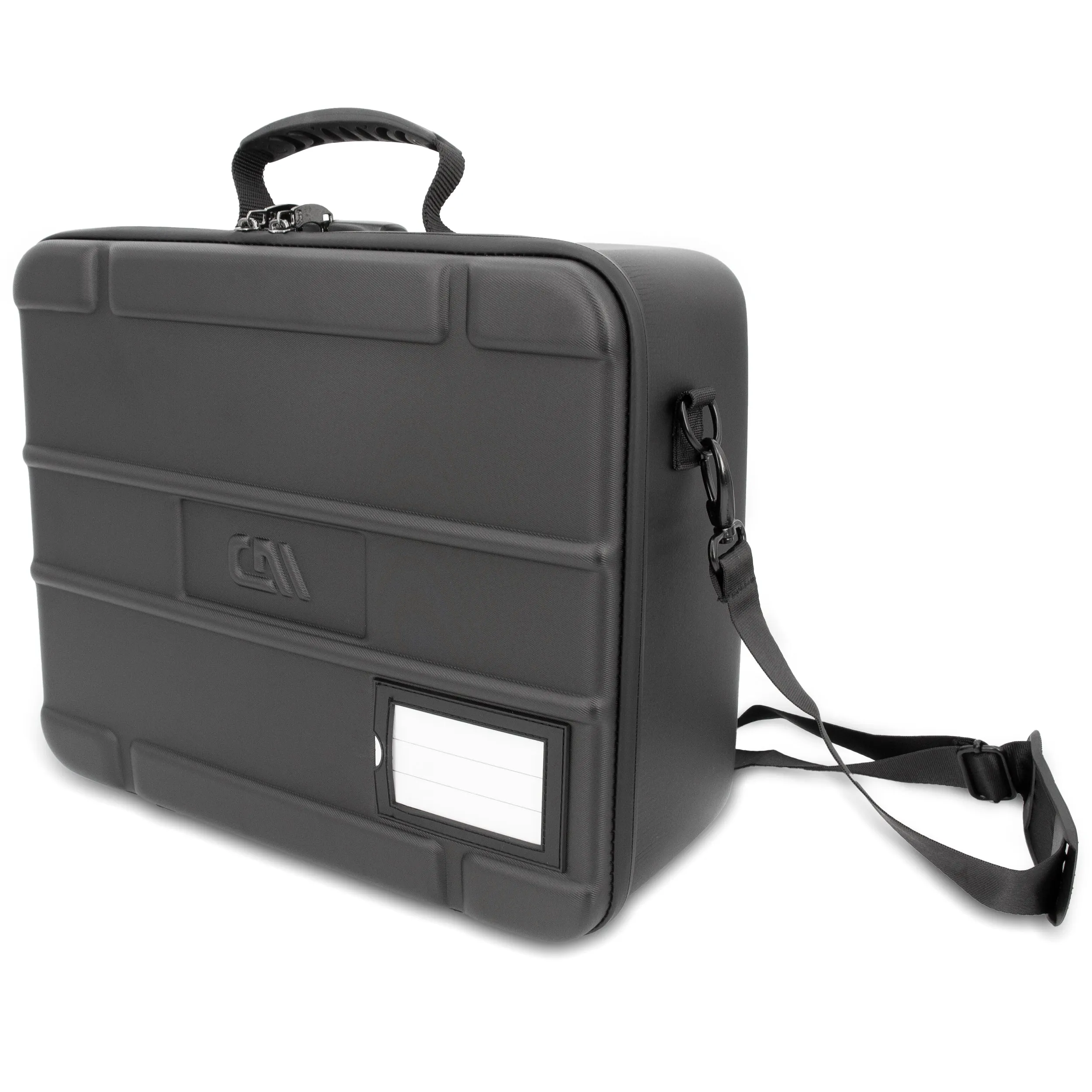 CASEMATIX Pistol Range Bag with Locking Zipper - Rugged EVA Gun Bag with Two Layers of Foam for Up To 4 Handguns with Carry Strap and ID Card Holder