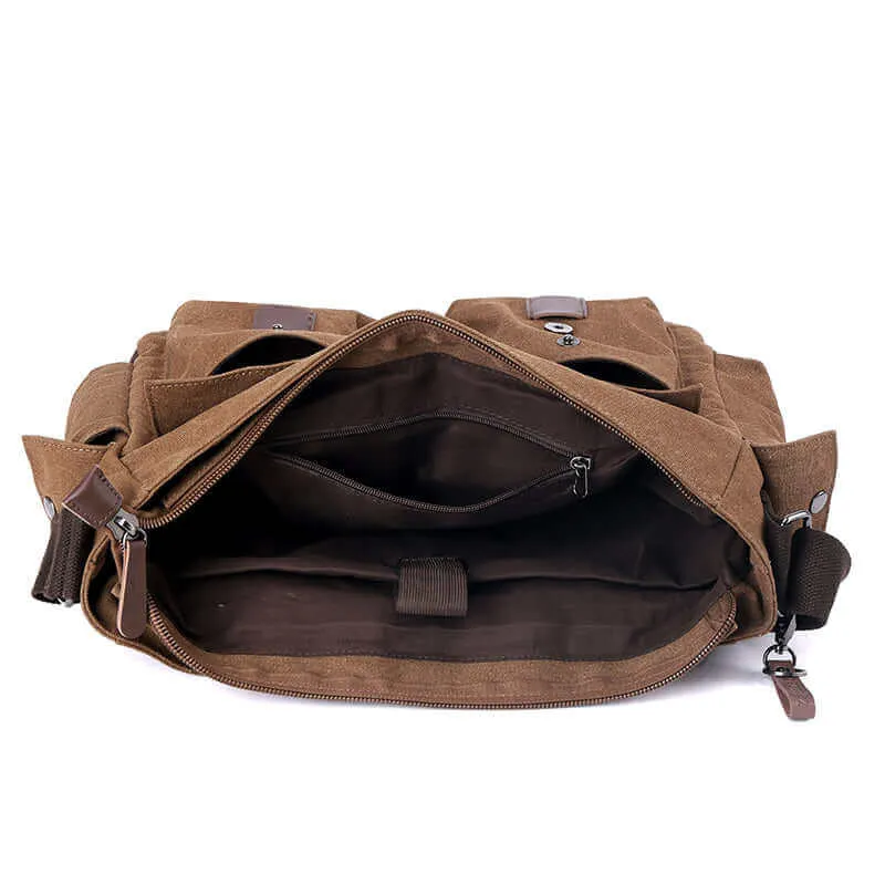 Casual Canvas Shoulder Crossbody Messenger Bag | Fits 15 Inch Laptop Satchel