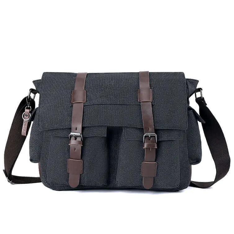 Casual Canvas Shoulder Crossbody Messenger Bag | Fits 15 Inch Laptop Satchel