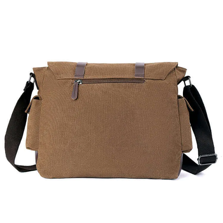 Casual Canvas Shoulder Crossbody Messenger Bag | Fits 15 Inch Laptop Satchel