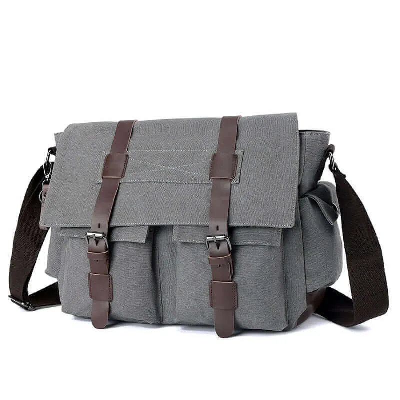 Casual Canvas Shoulder Crossbody Messenger Bag | Fits 15 Inch Laptop Satchel