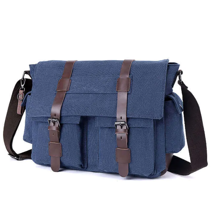 Casual Canvas Shoulder Crossbody Messenger Bag | Fits 15 Inch Laptop Satchel