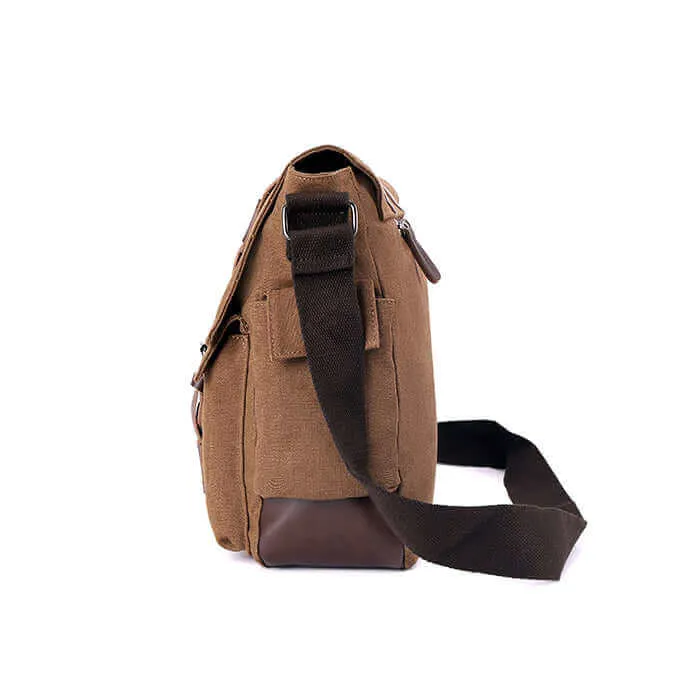 Casual Canvas Shoulder Crossbody Messenger Bag | Fits 15 Inch Laptop Satchel