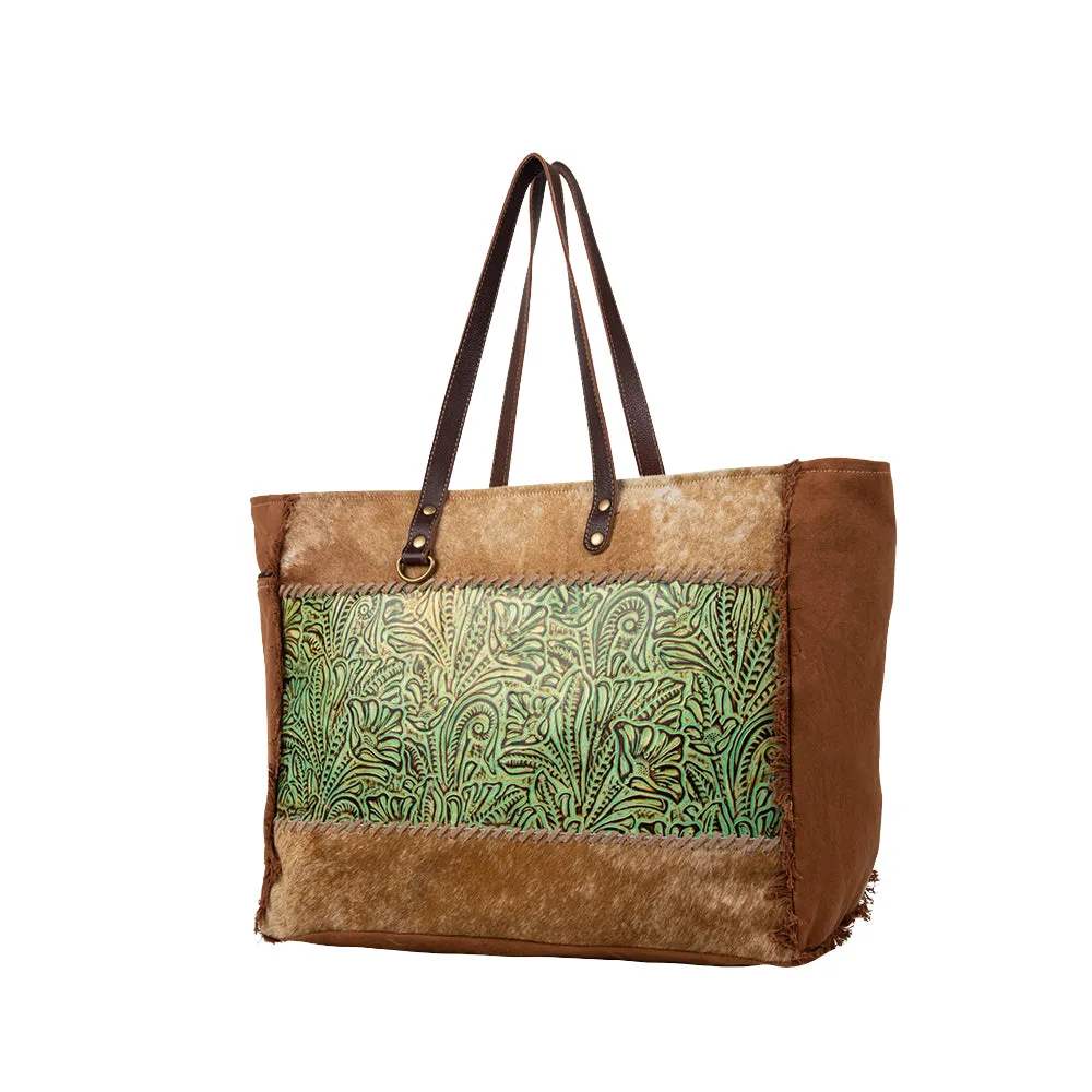 Cheyenne Verte Leather and Hairon Bag