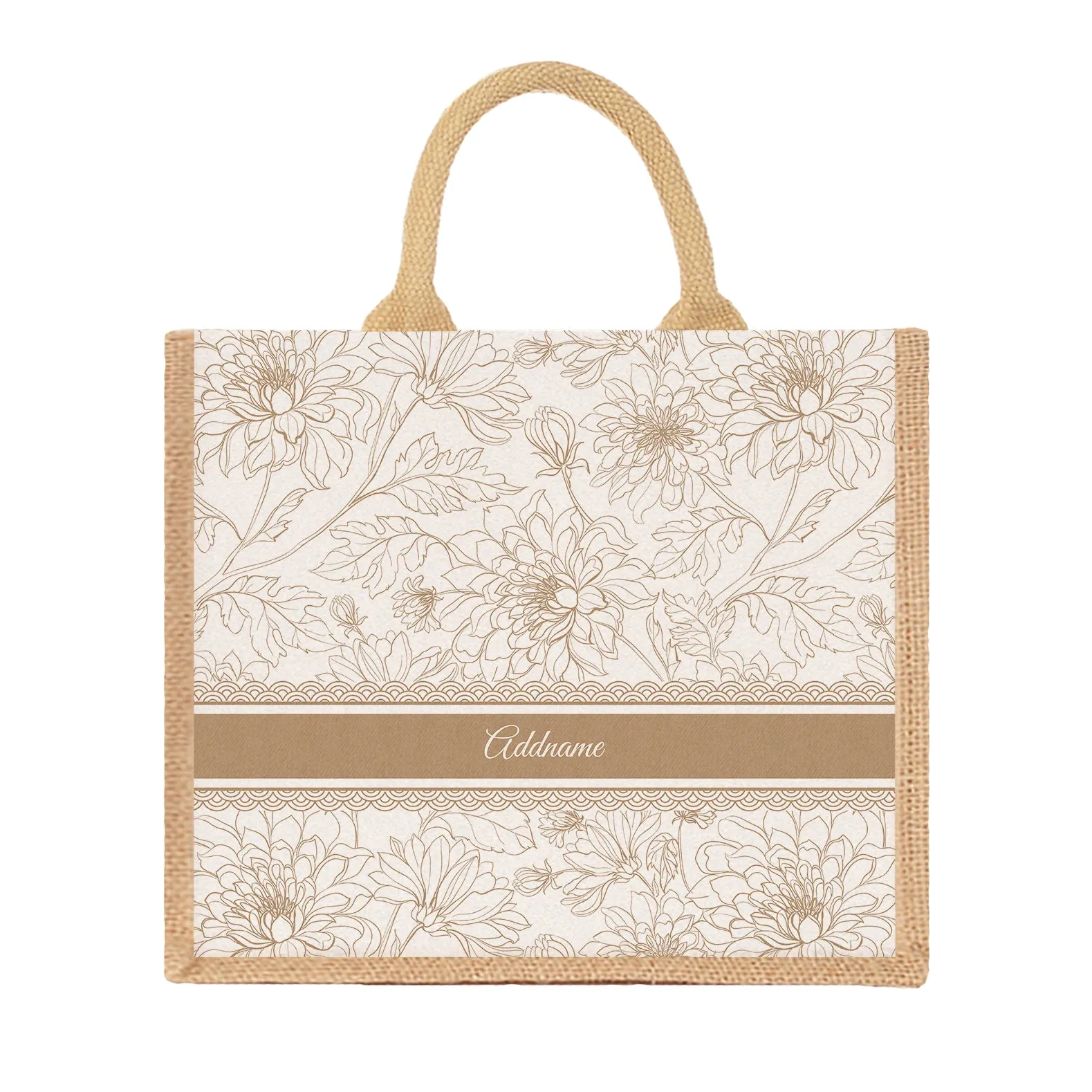 Chrysanths Artline Series Jute Tote Bag [FREE Custom Add Name]