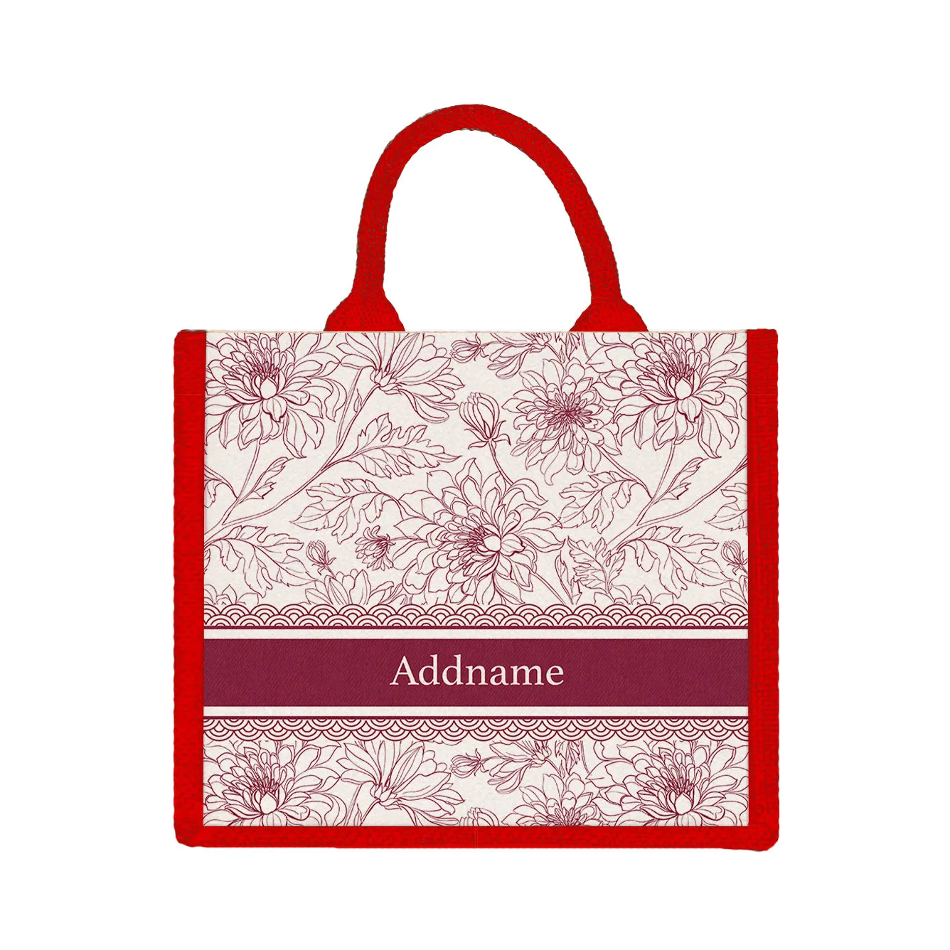 Chrysanths Artline Series Jute Tote Bag [FREE Custom Add Name]