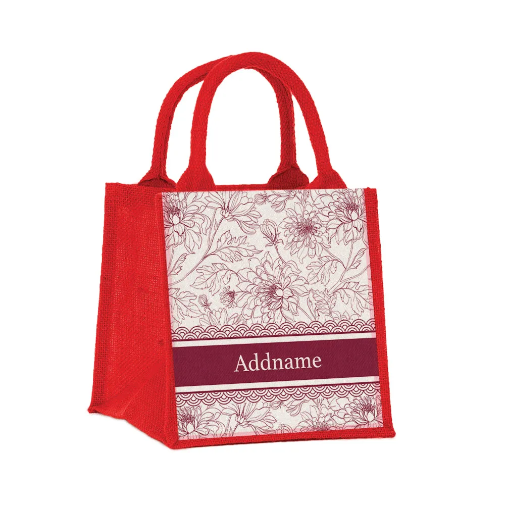 Chrysanths Artline Series Jute Tote Bag [FREE Custom Add Name]