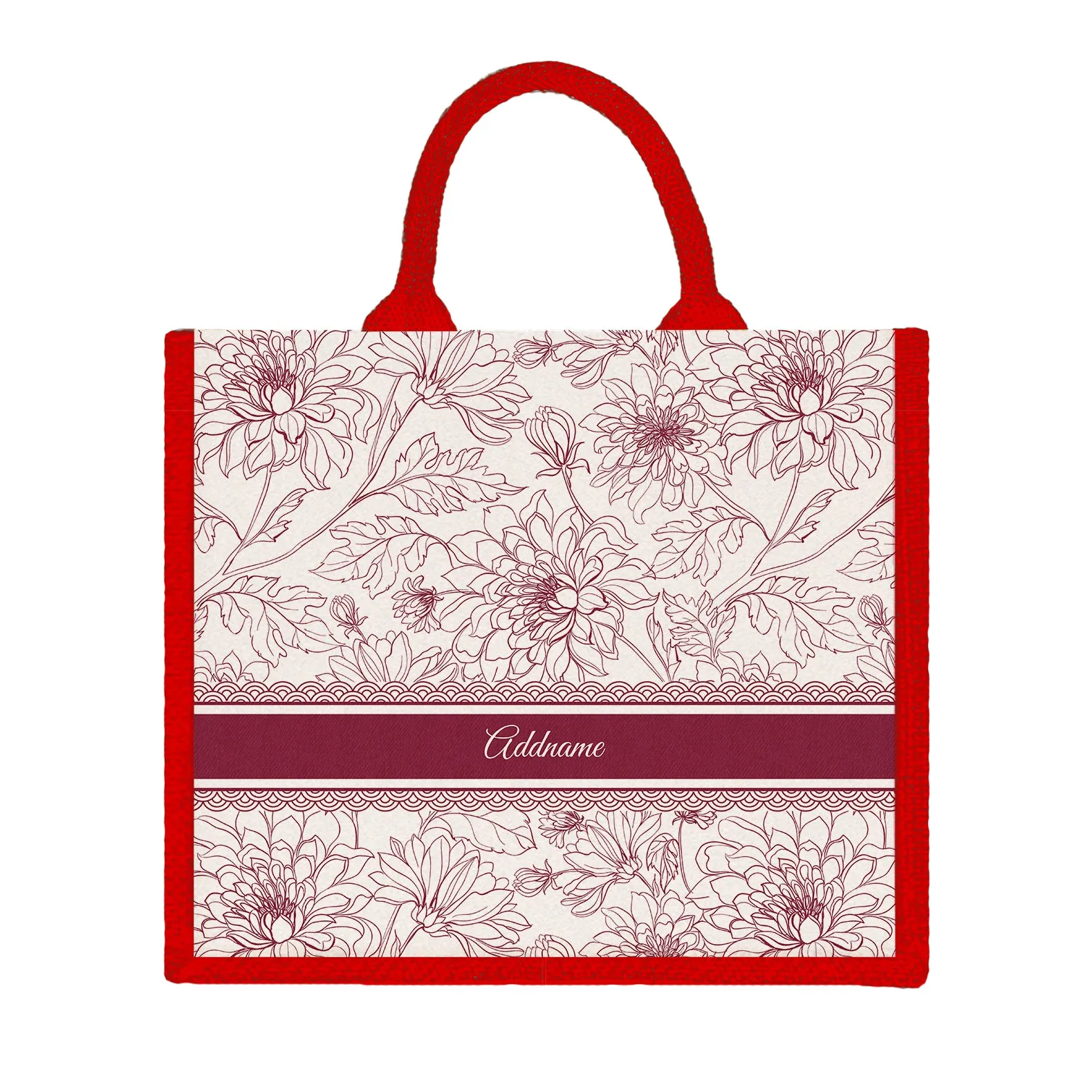 Chrysanths Artline Series Jute Tote Bag [FREE Custom Add Name]