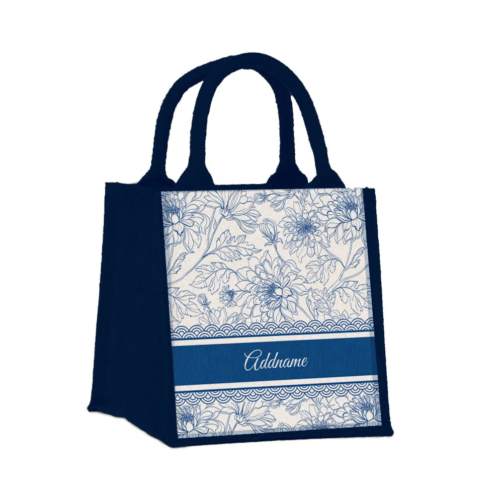 Chrysanths Artline Series Jute Tote Bag [FREE Custom Add Name]