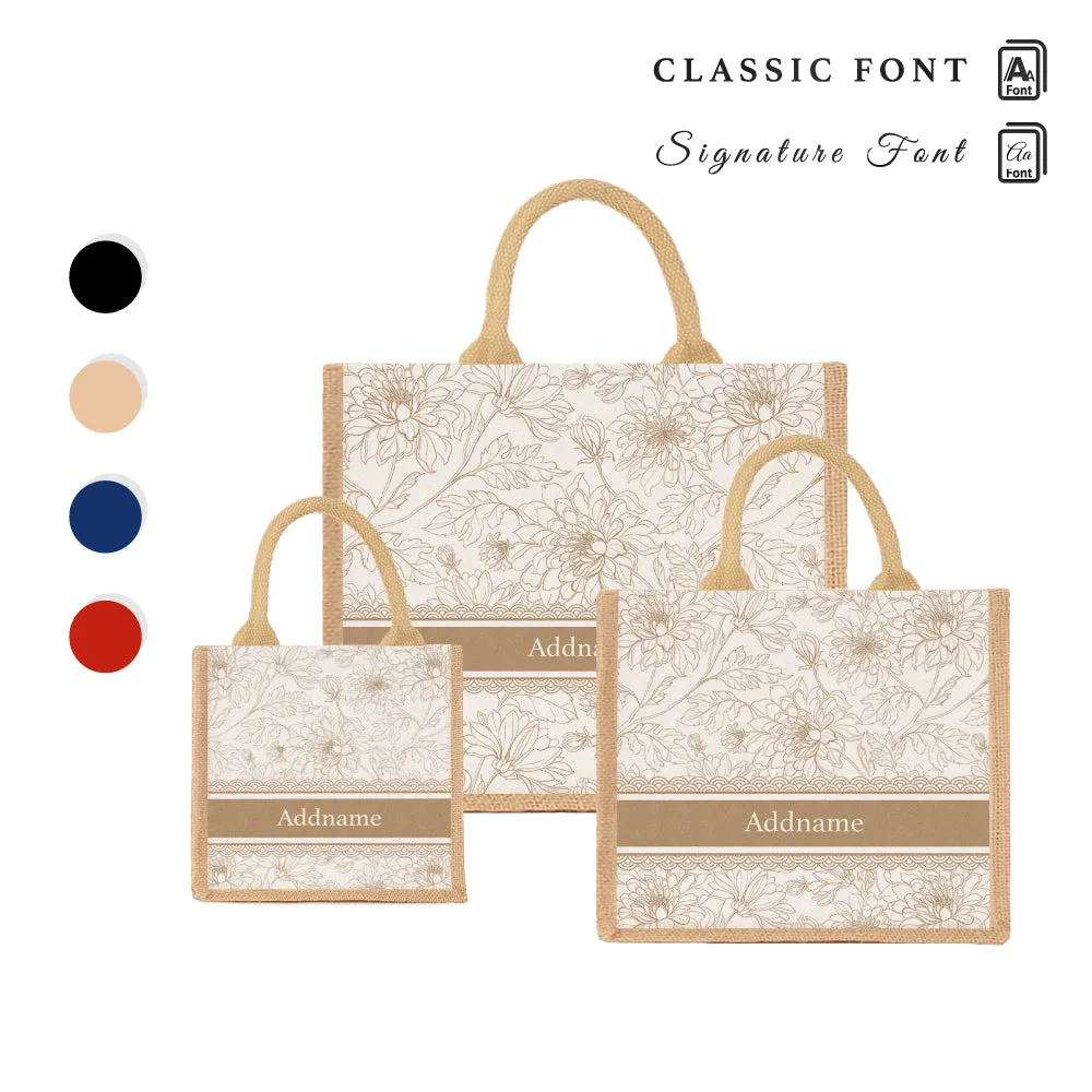 Chrysanths Artline Series Jute Tote Bag [FREE Custom Add Name]