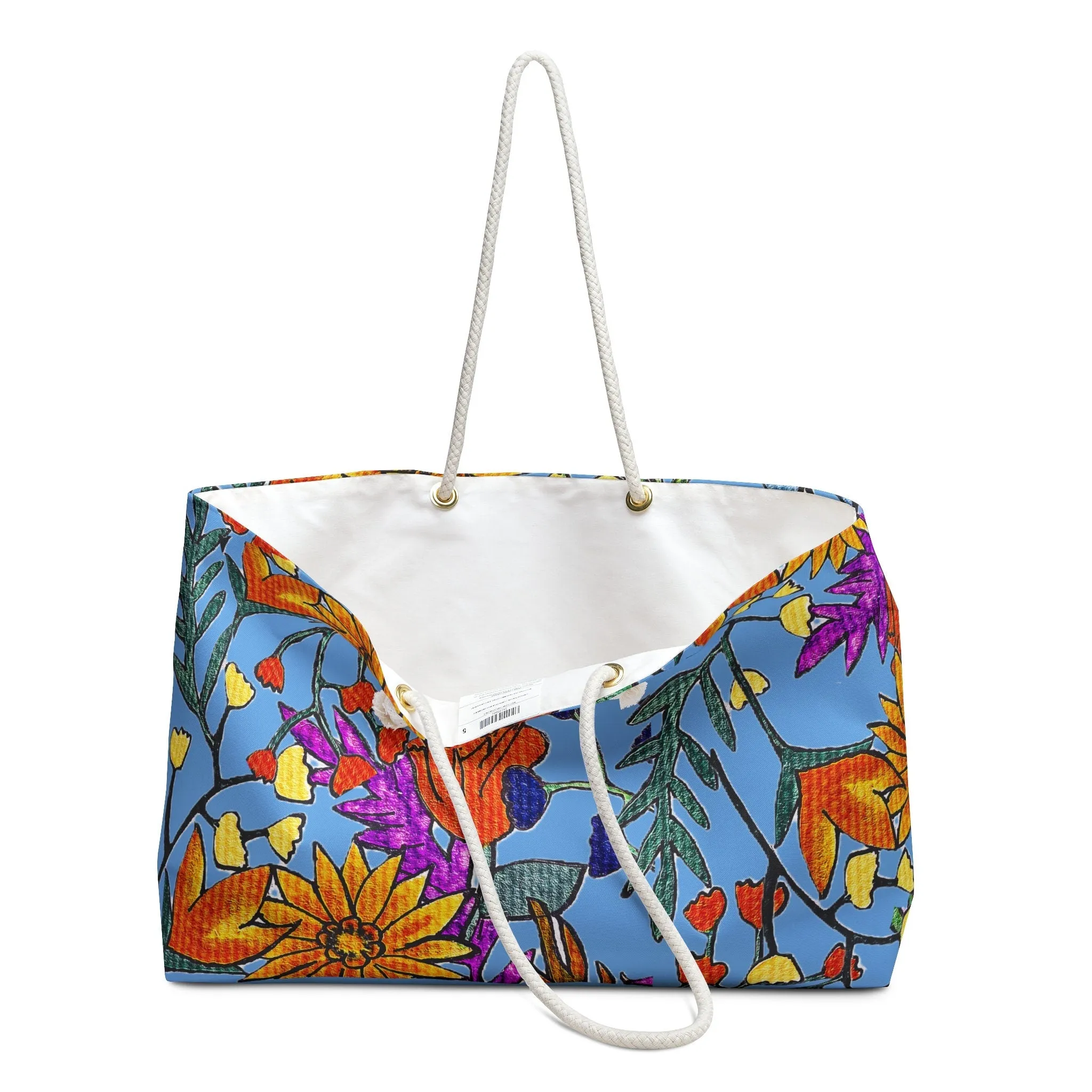 Colorful Hand Drawn Floral Art Weekender Bag