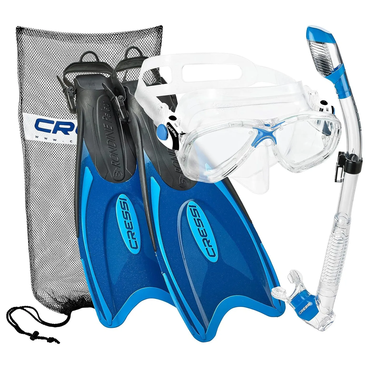 Cressi Marea Mask - Supernova Dry Snorkel - Palau Fins Snorkel Set