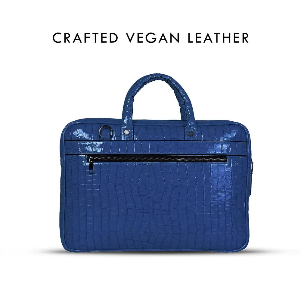 Croc-Textured Fingerlock Smart Laptop Bag (Royal Blue)