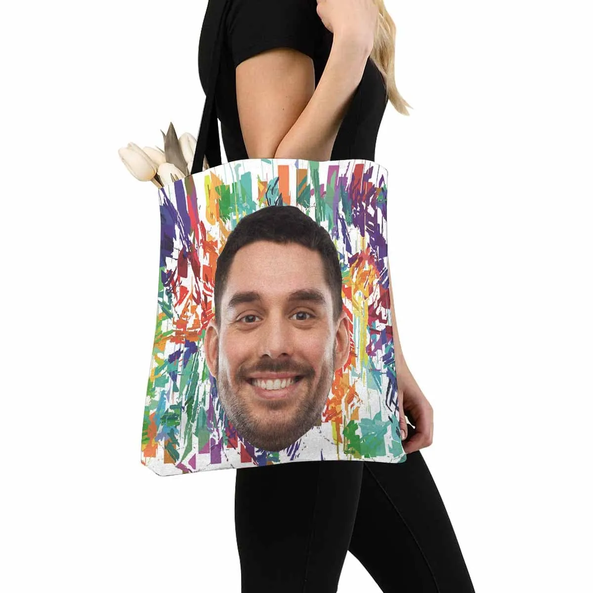 Custom Face Colorful Canvas Tote Bag