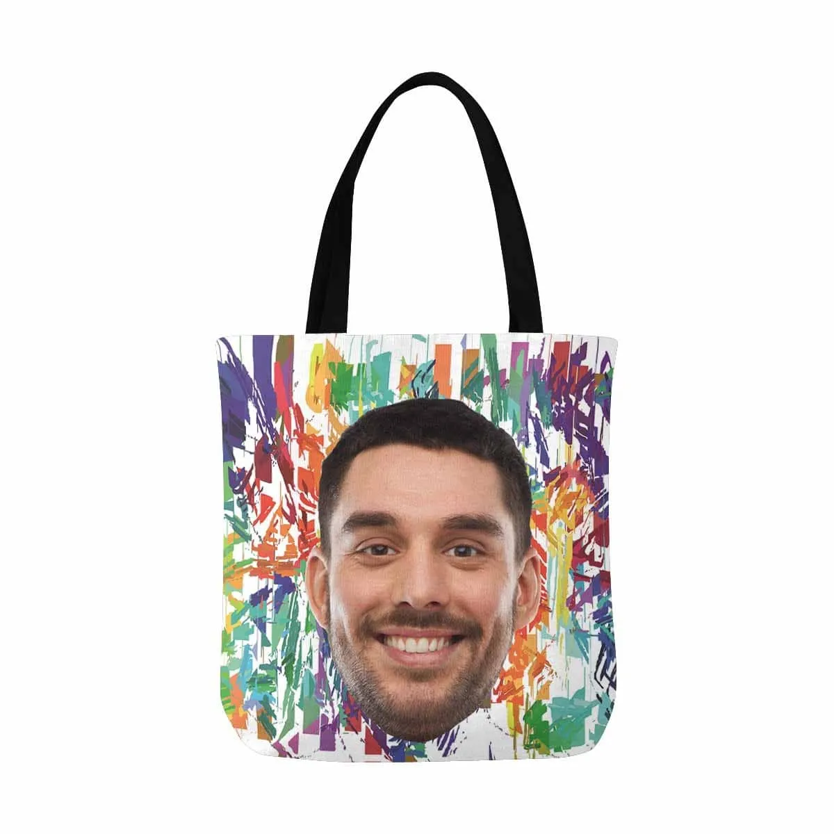 Custom Face Colorful Canvas Tote Bag