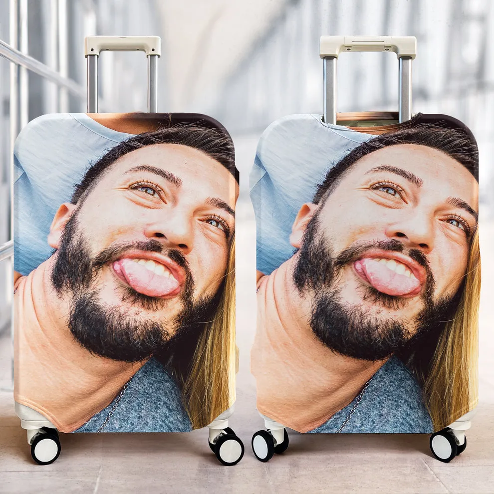 Custom Funny Photo For Friends Family Vacation Traveling - Personalized Photo Luggage Cover Suitcase Cover