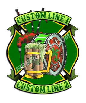 Custom Pipes & Drums Irish Firefighter Decal