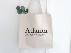 Customizable City and Coordinates - Canvas Tote Bag