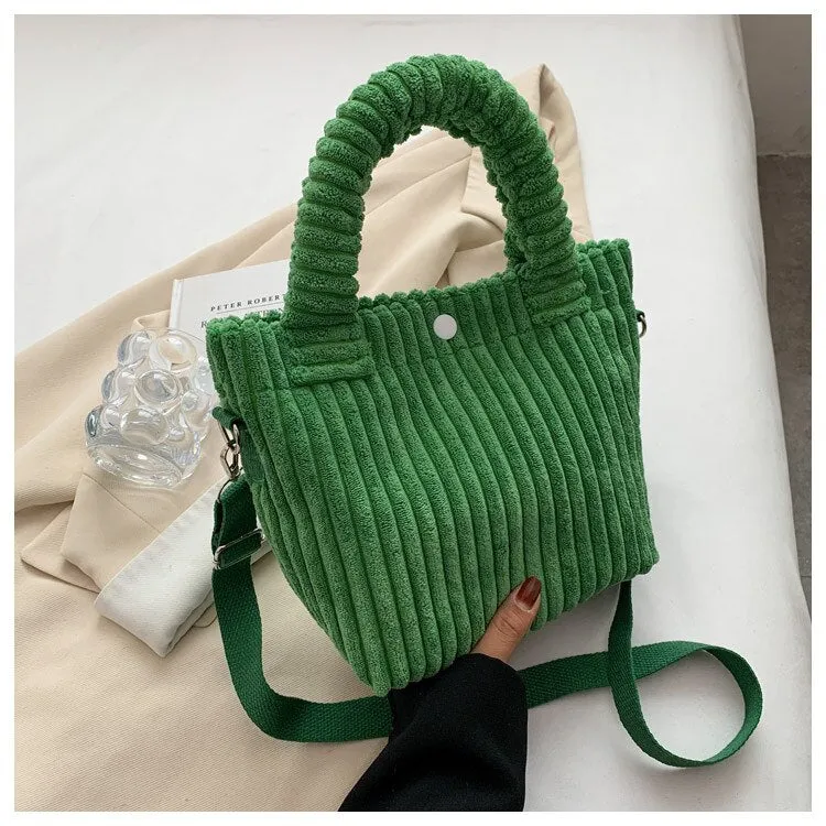 Darianrojas Corduroy Casual Women's Side Shoulder Crossbody Bag Trend New Cotton Zipper Tote Handbags Designer Ladies Shopper Purse