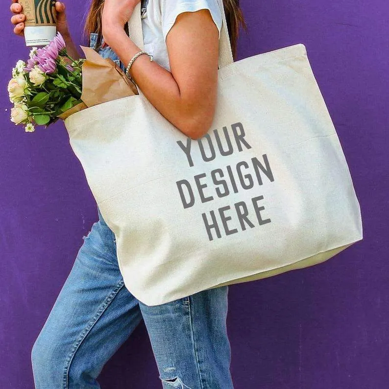 Design Your Own Custom Printed Large Canvas Tote Bag