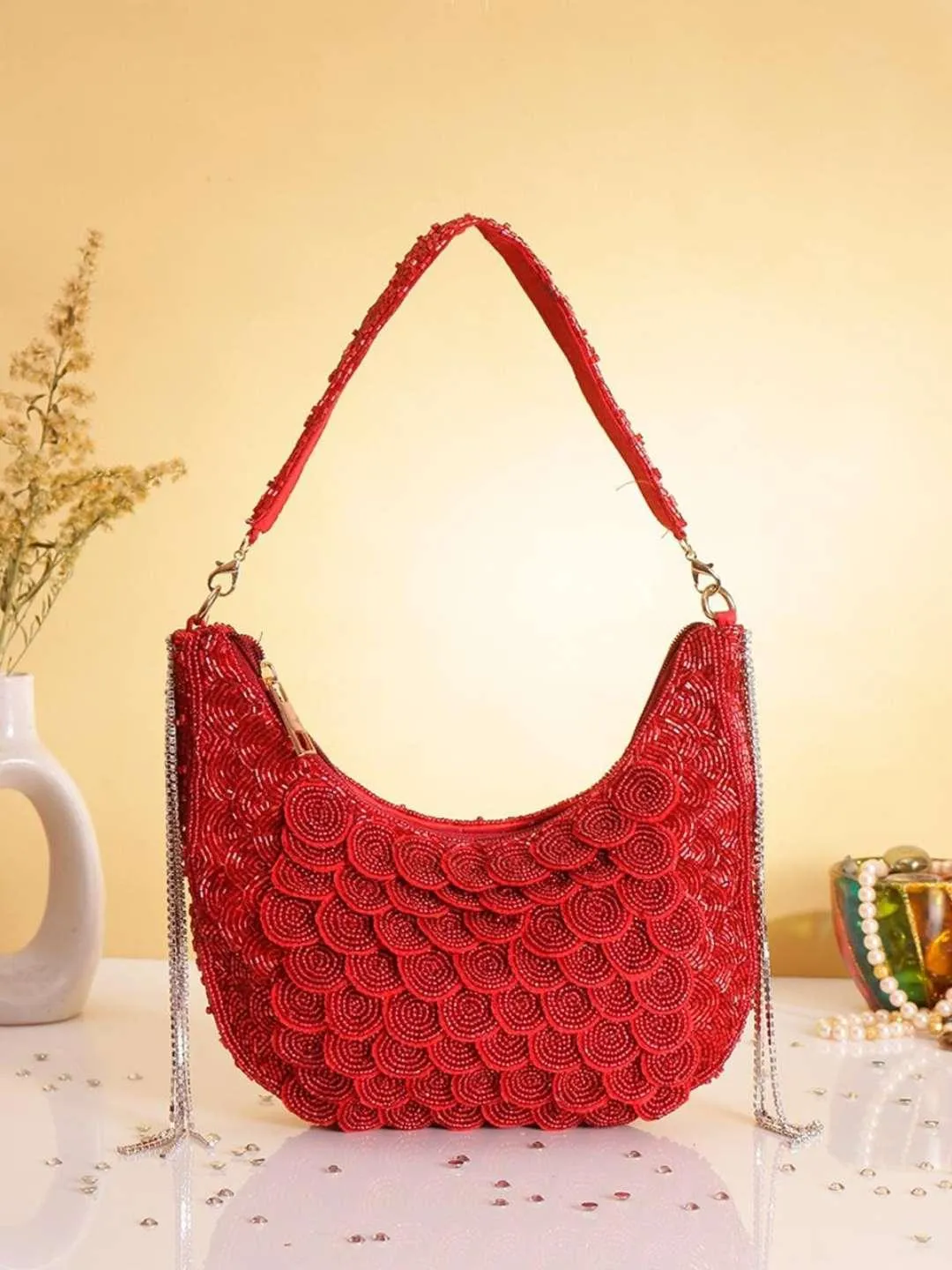 Designer Aarohi Embroidered Bag With Handle