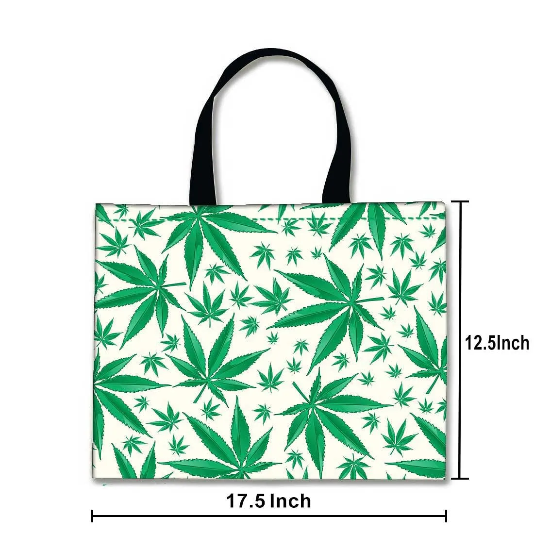 Designer Tote Bag With Zip Beach Gym Travel Bags -  Herbal Happy Green Leaf