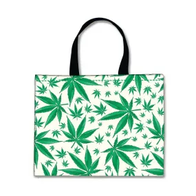 Designer Tote Bag With Zip Beach Gym Travel Bags -  Herbal Happy Green Leaf