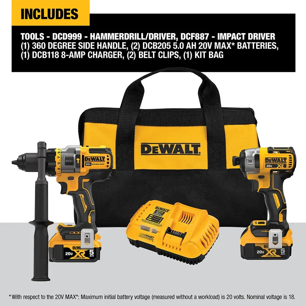 DeWalt 20V MAX* Hammer Drill and Impact Driver with FLEXVOLT ADVANTAGE Combo Kit