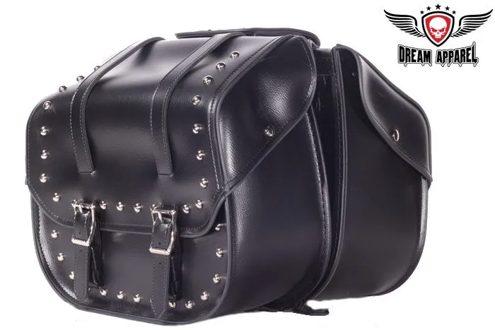 Dream Apparel PVC Motorcycle Saddlebag With Studs Heavy Duty Release