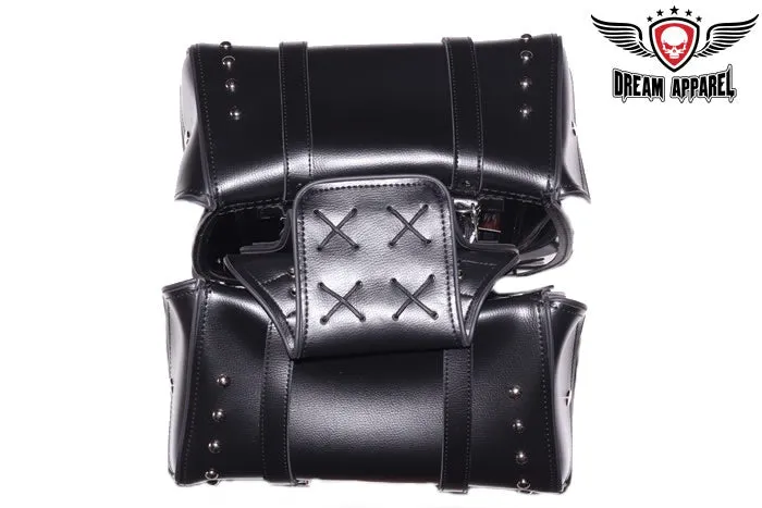 Dream Apparel PVC Motorcycle Saddlebag With Studs Heavy Duty Release