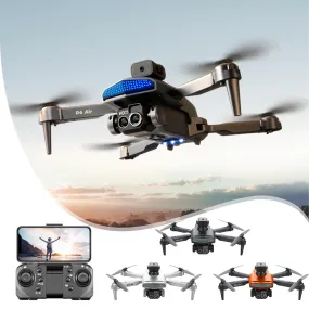 Drone with Camera for Adults, Aerial Photography Drone with 4K HD Three Lens FPV Camera Drones for Kids 2.4 Wifi RC Foldable Drone Multirotors Circle Fly Altitude Hold Headless Mode Gifts Toys (Black)