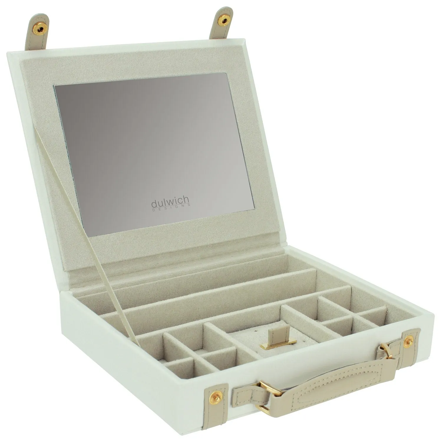 Dulwich Designs Belgravia Extra Large Jewellery Box 71021 Cream Leather