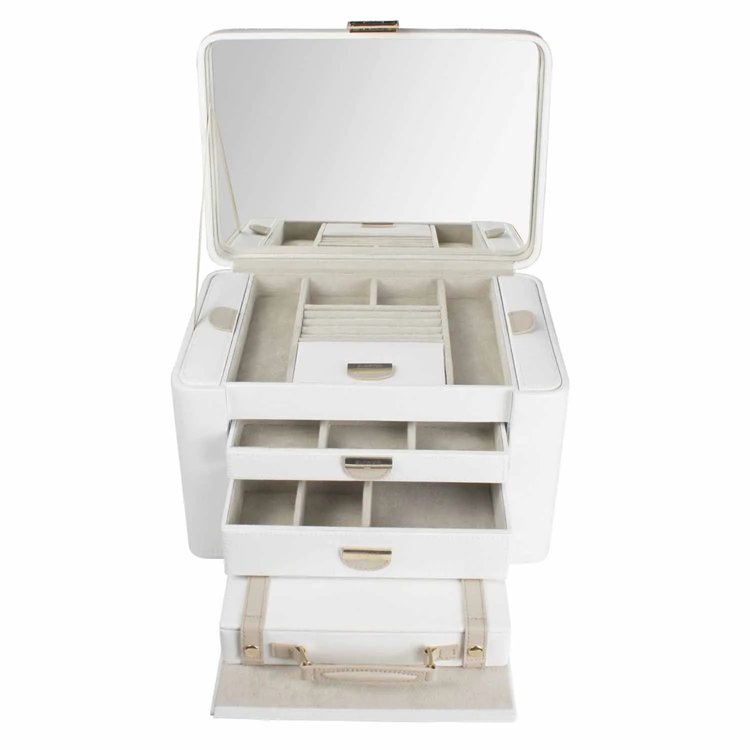 Dulwich Designs Belgravia Extra Large Jewellery Box 71021 Cream Leather