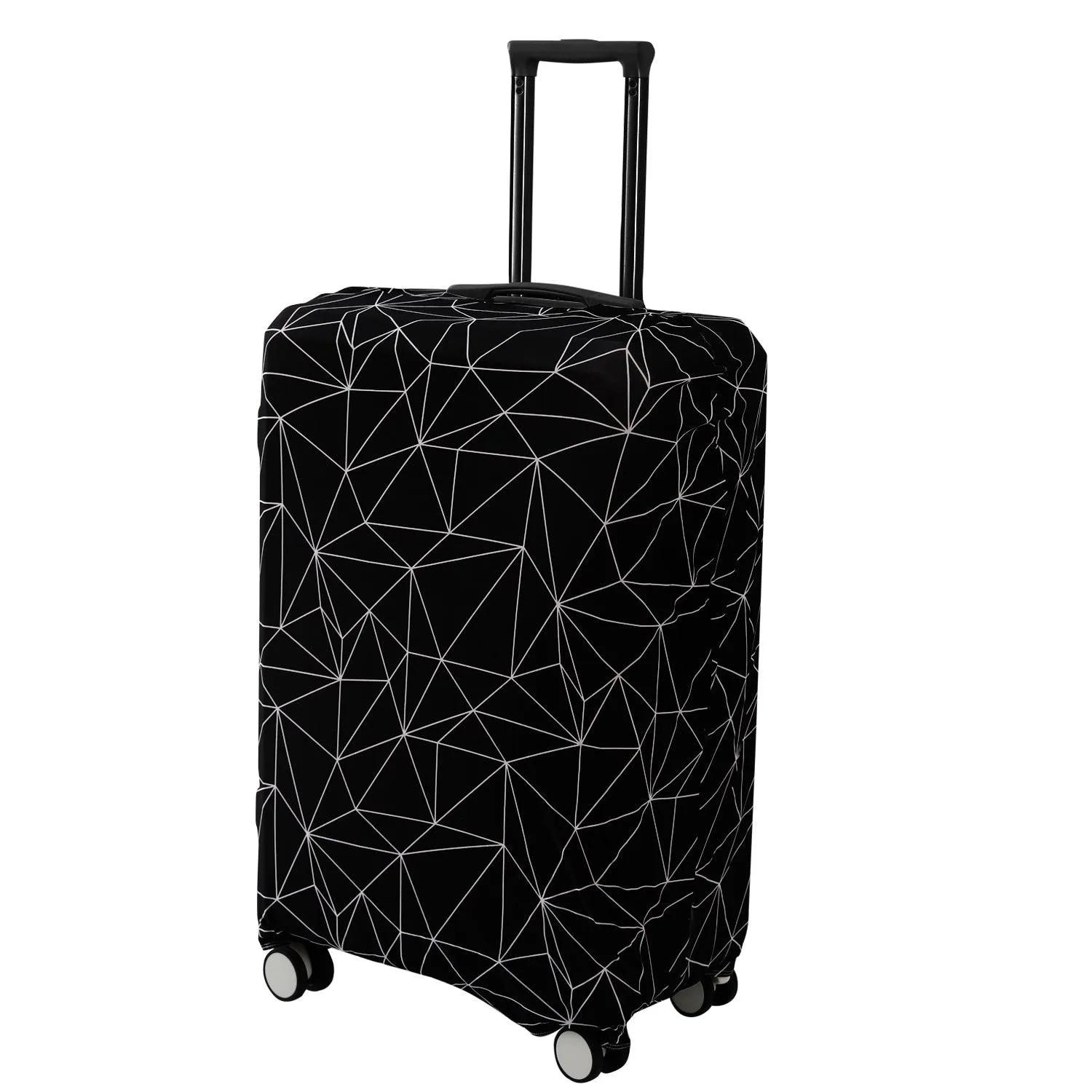 Durable 180 GSM Suitcase Covers S/M/L -Size for Trolley Suitcase, Black Geometric Abstract