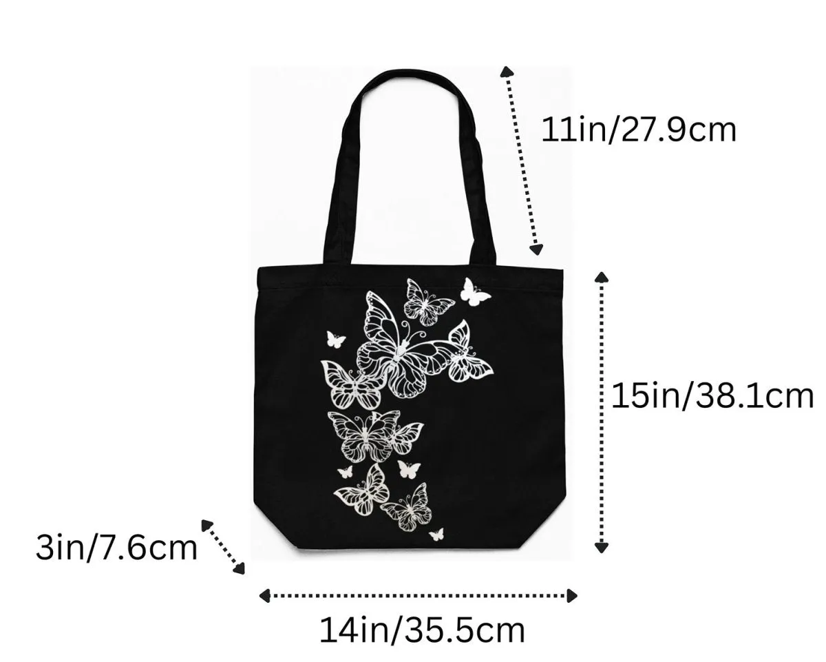 Eco-Friendly Tote Bag for Women with Zip for College & Office - Butterflies