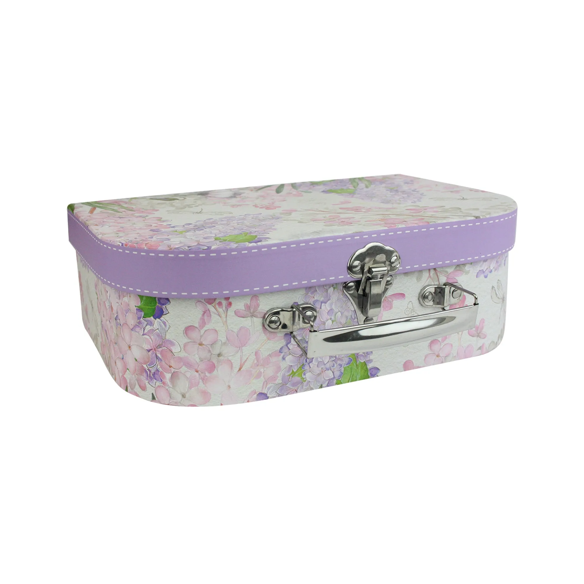 Elegant Lilac Floral Suitcase Style Gift Boxes - Set of 3