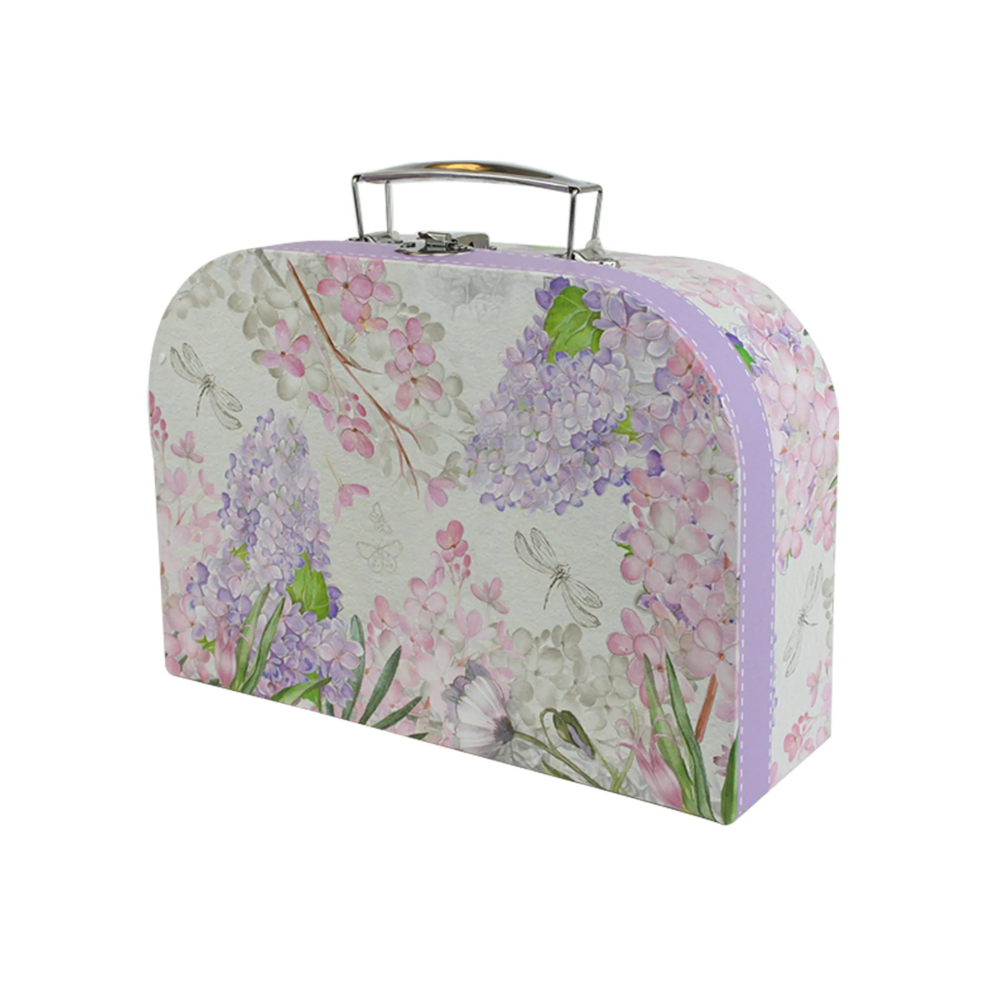 Elegant Lilac Floral Suitcase Style Gift Boxes - Set of 3