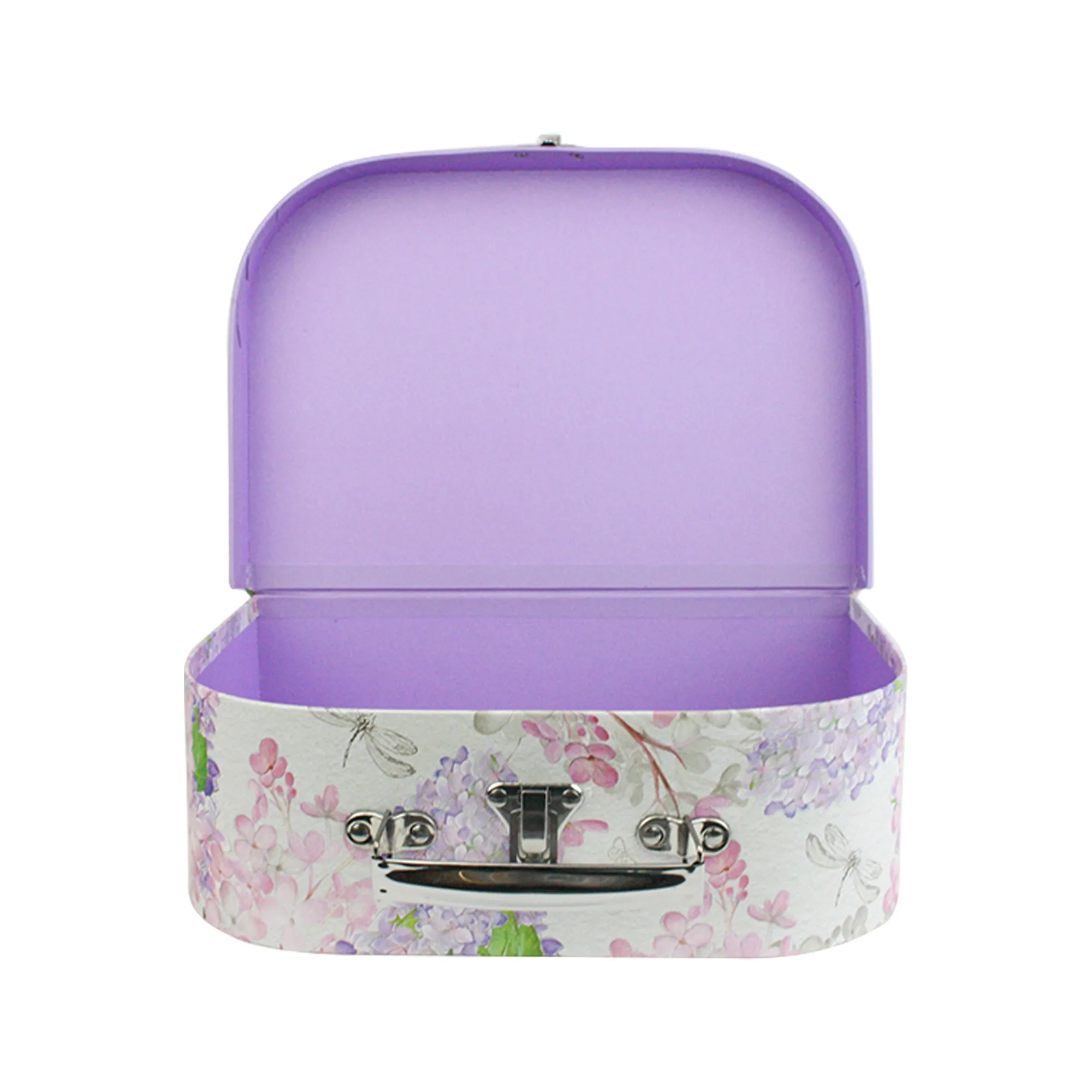 Elegant Lilac Floral Suitcase Style Gift Boxes - Set of 3