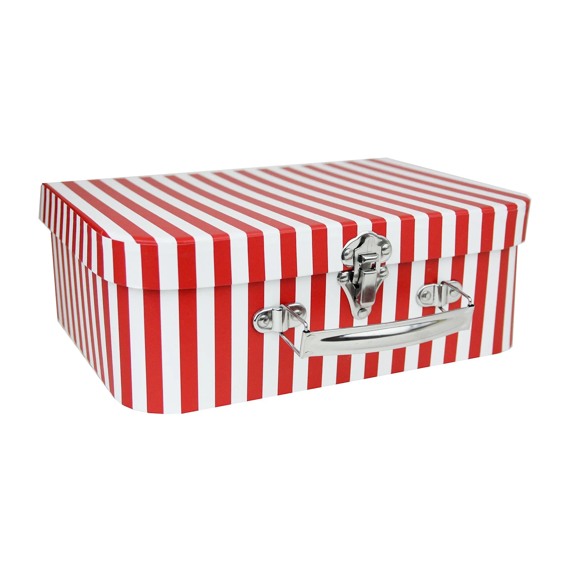 Elegant Red Stripes & Polka Suitcase Style Gift Boxes - Set of 3