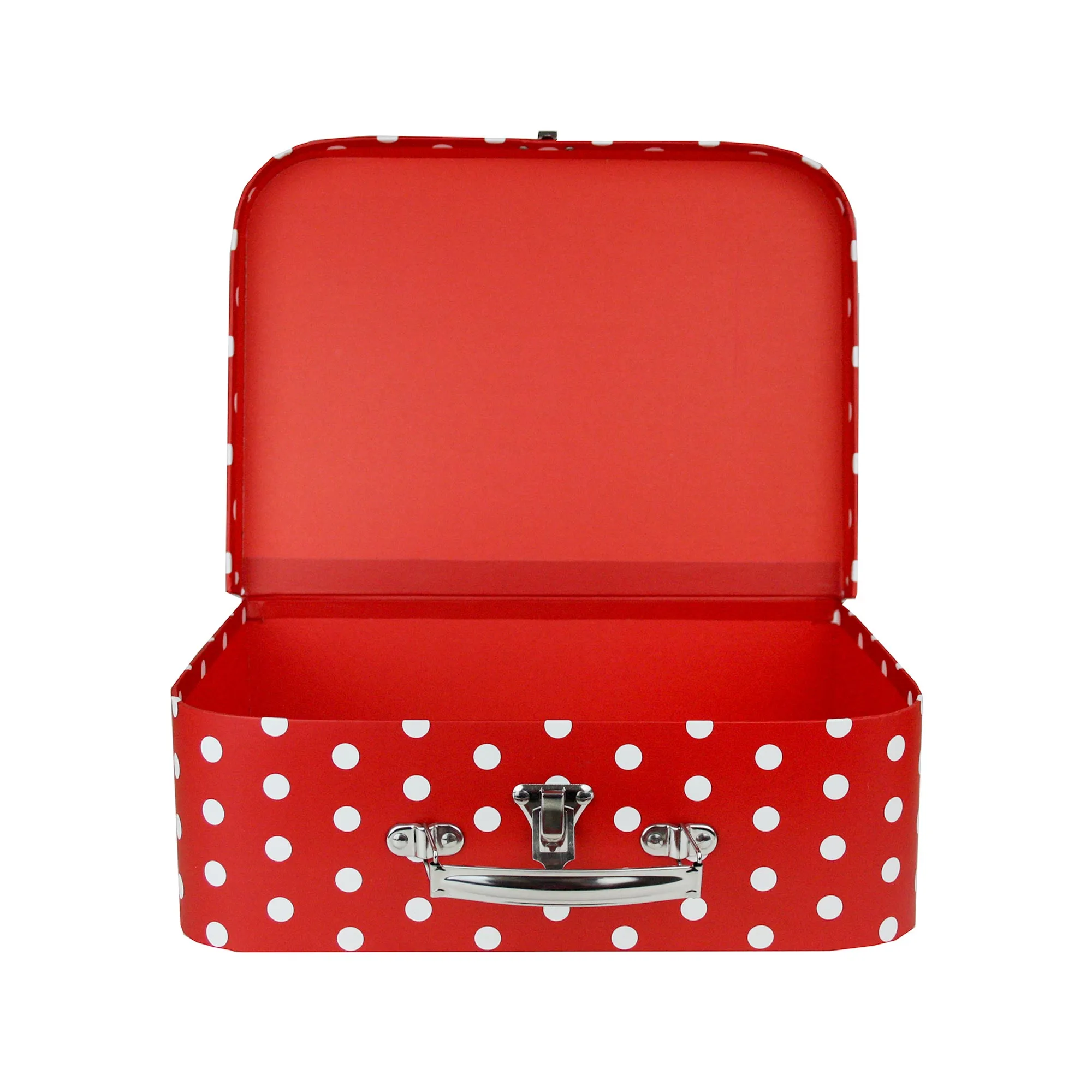 Elegant Red Stripes & Polka Suitcase Style Gift Boxes - Set of 3