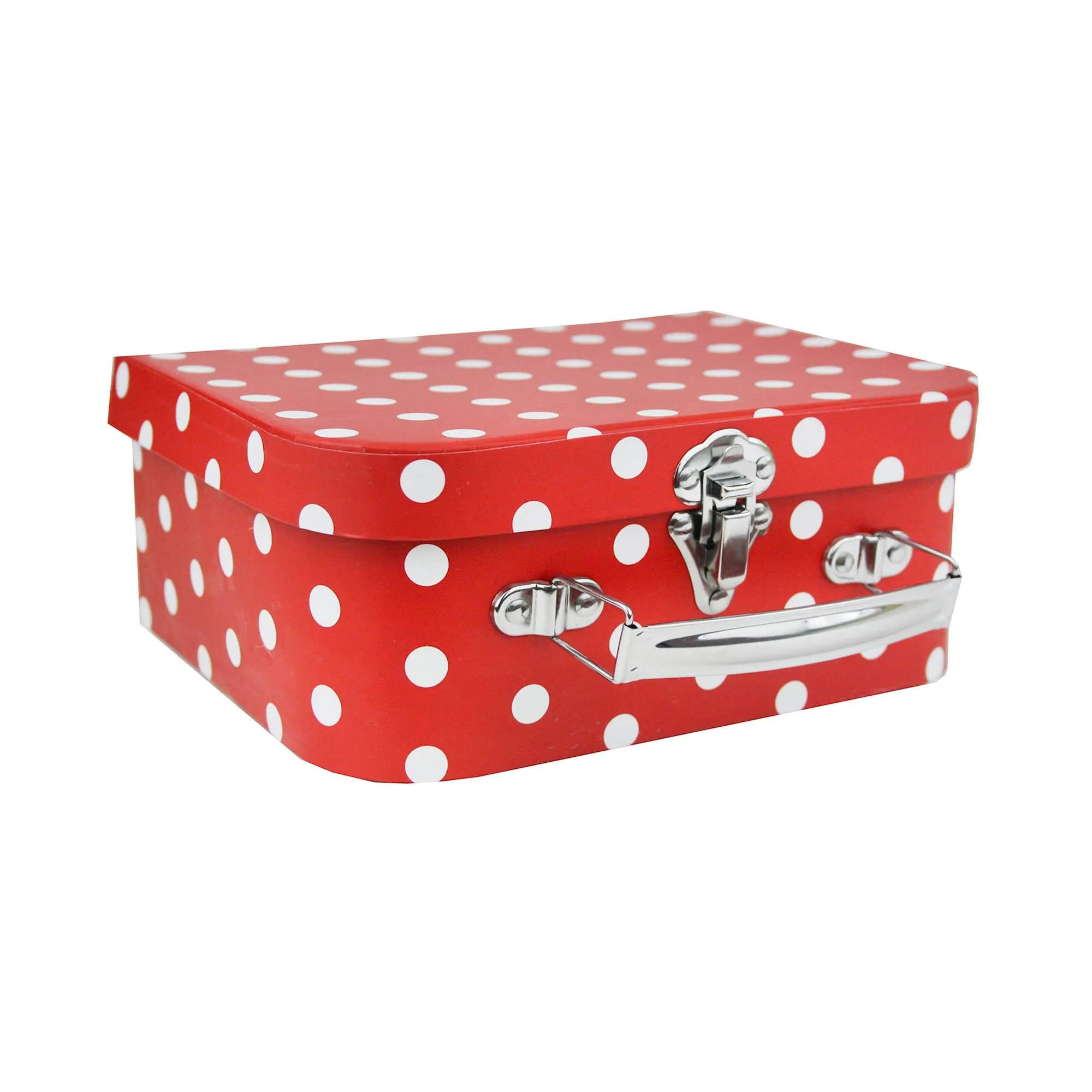 Elegant Red Stripes & Polka Suitcase Style Gift Boxes - Set of 3