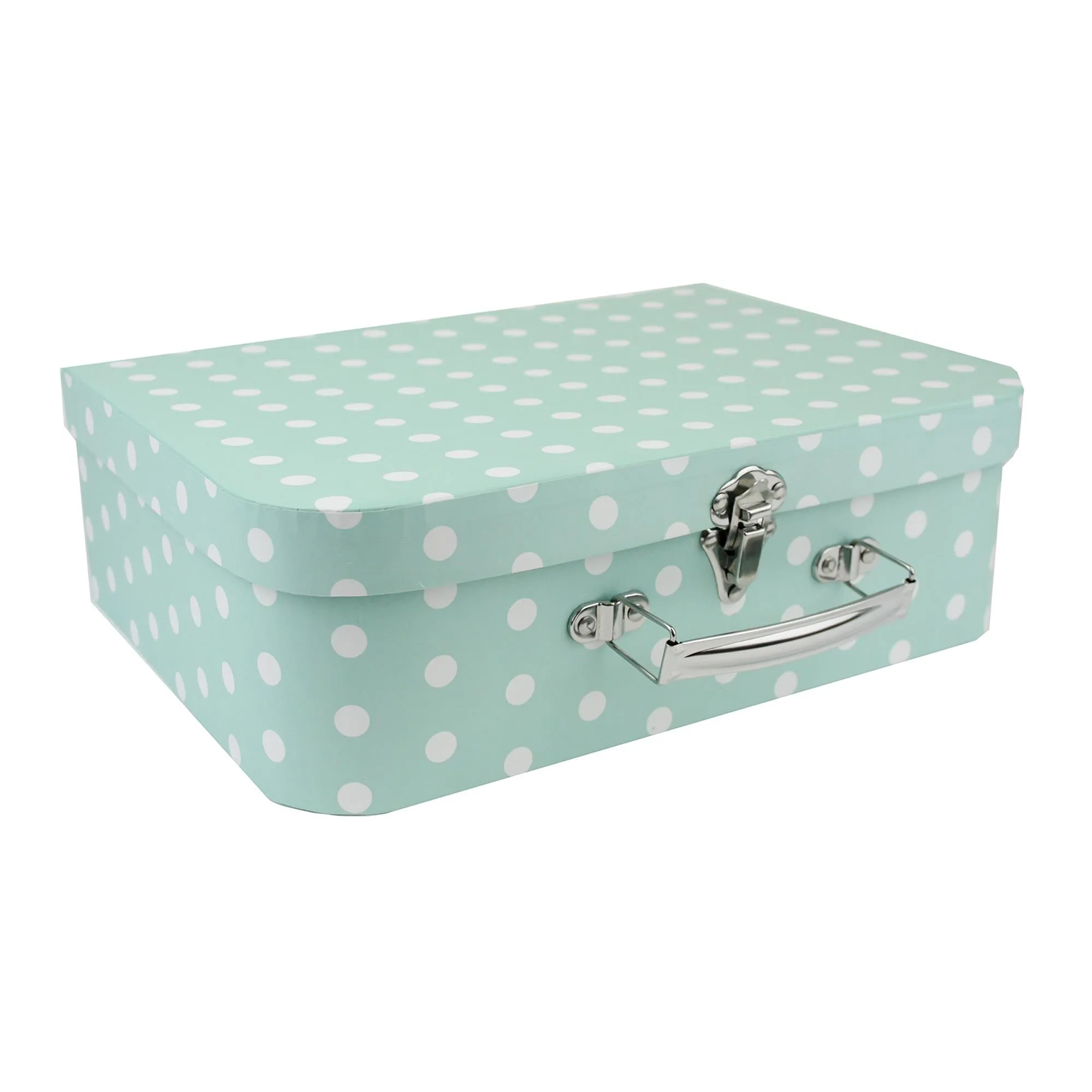 Elegant Sea Green Stripes & Polka Suitcase Style Gift Boxes - Set of 3