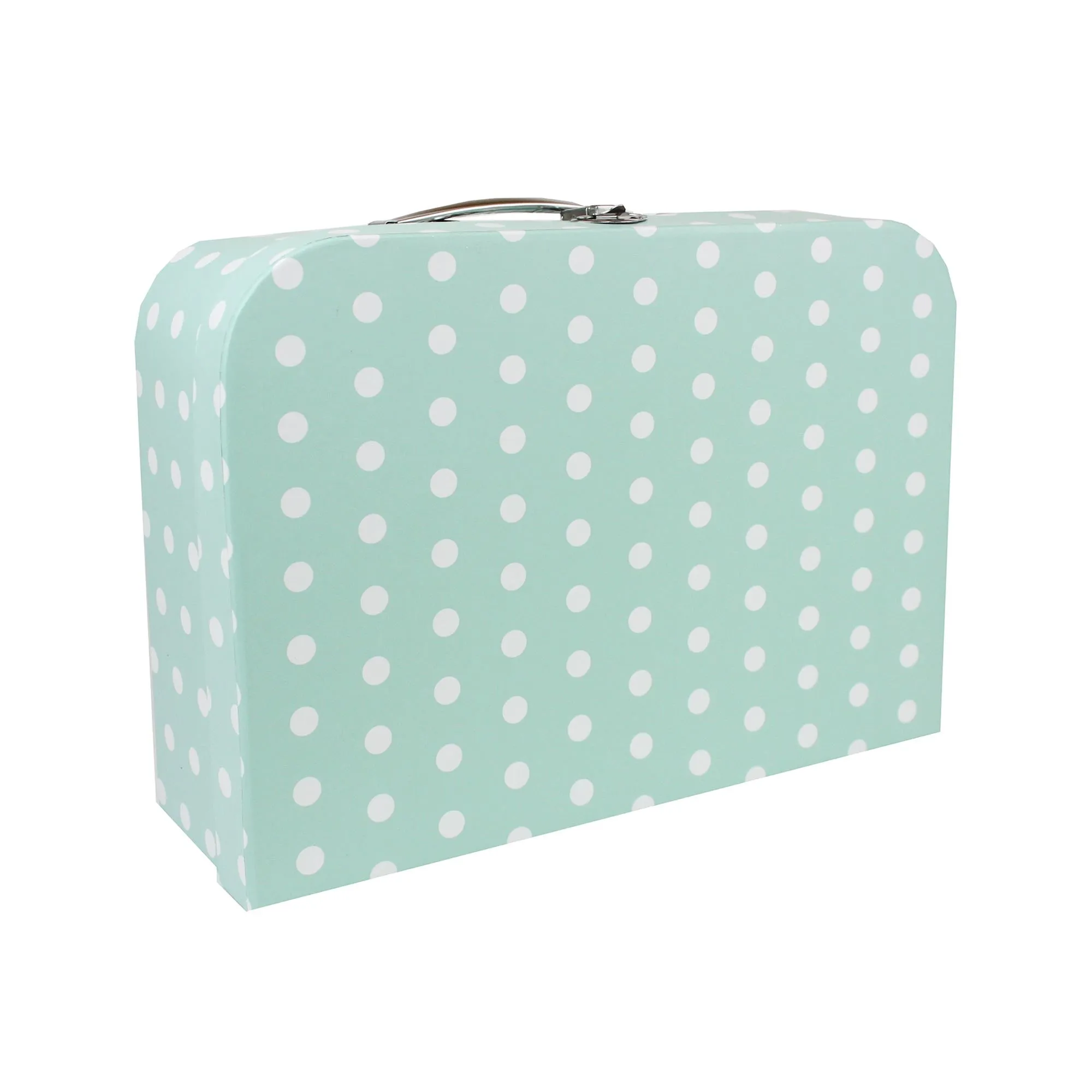 Elegant Sea Green Stripes & Polka Suitcase Style Gift Boxes - Set of 3