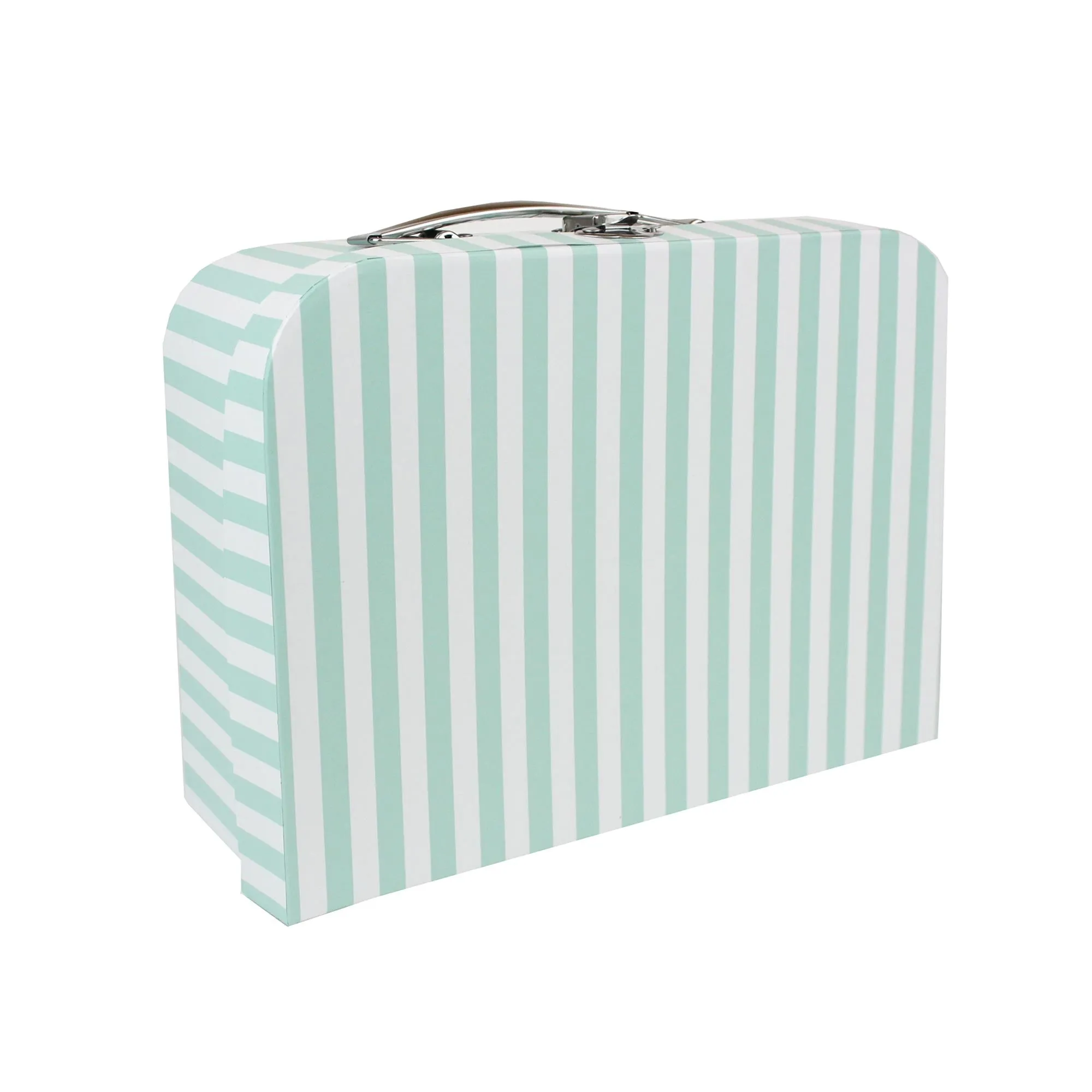 Elegant Sea Green Stripes & Polka Suitcase Style Gift Boxes - Set of 3