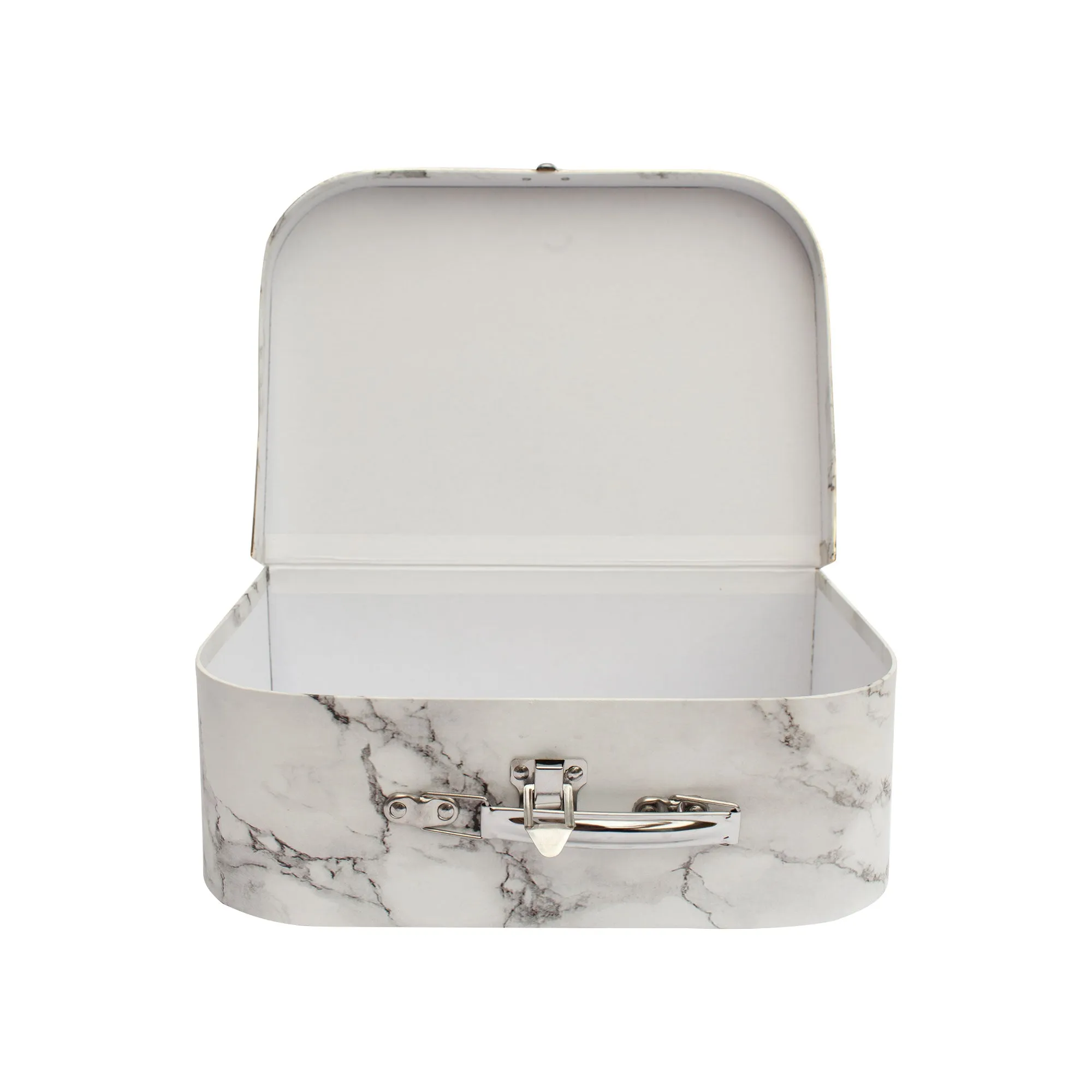 Elegant White Marble Suitcase Style Gift Boxes - Set of 3