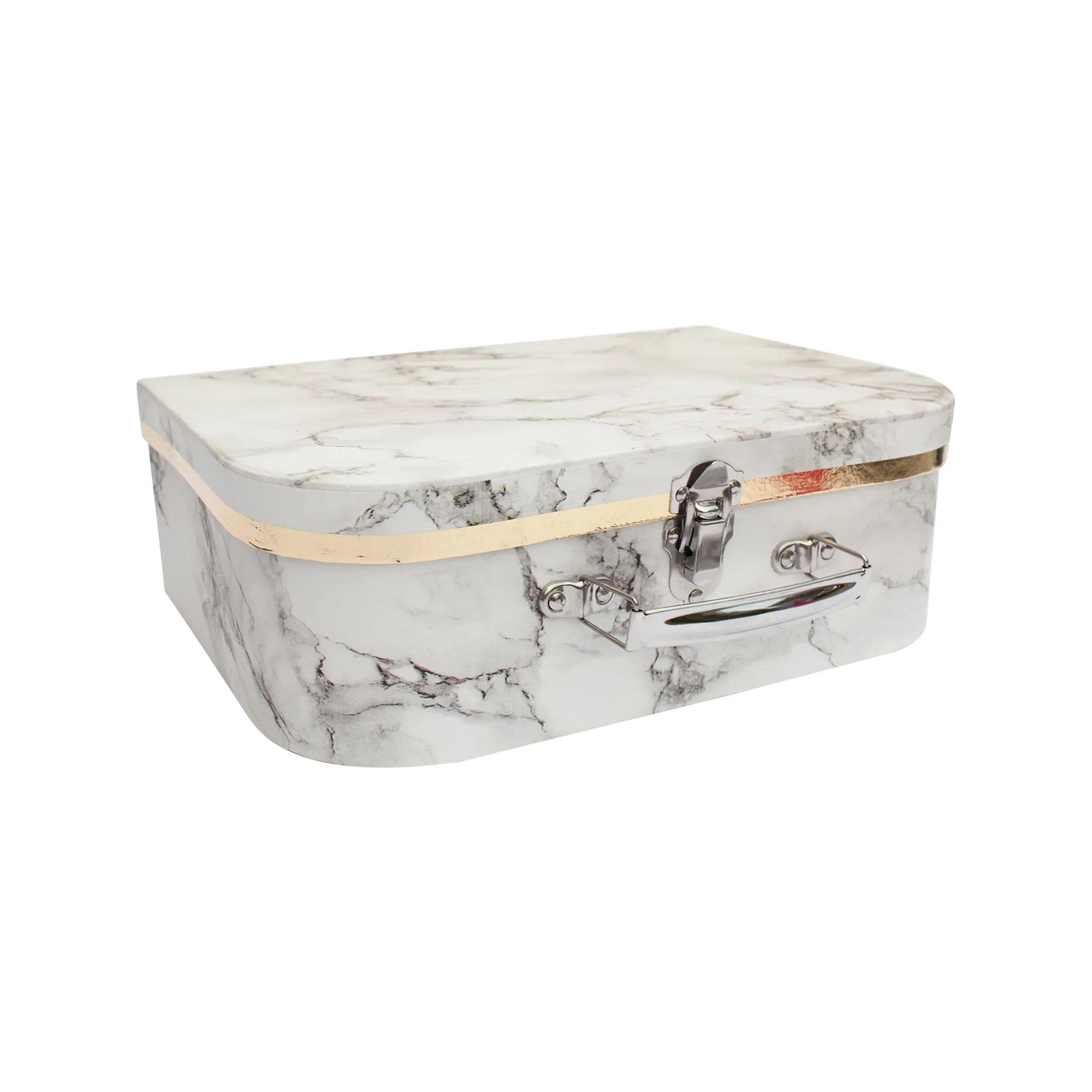 Elegant White Marble Suitcase Style Gift Boxes - Set of 3