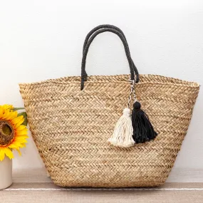 Elena Handbags Handmade Large Rattan Basket Summer Beach Tote Bag