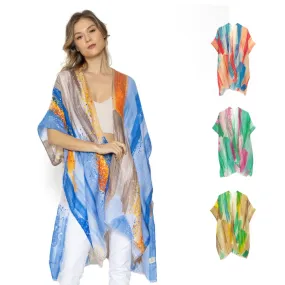 Empire Cove Womens Brush Stroke Print Kimono Shawl Wraps Beach Cover Ups Summer